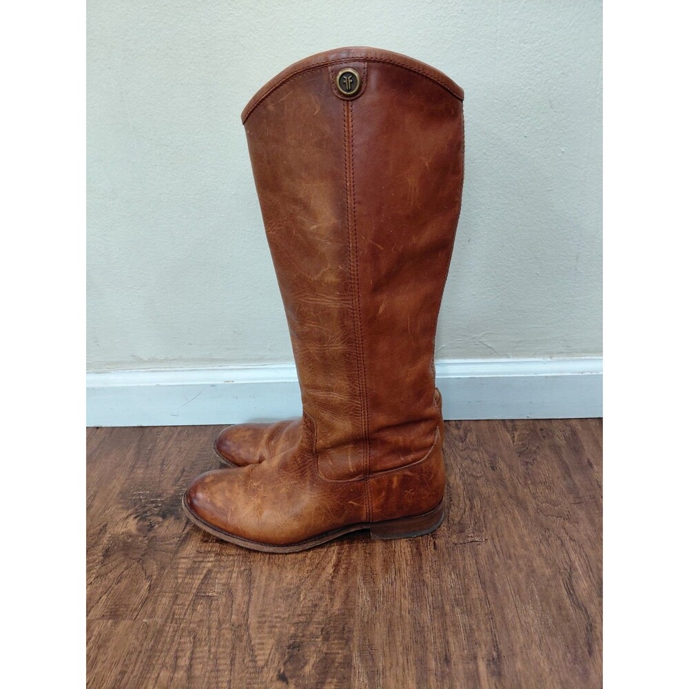 Frye Womens Melissa Button 2 Brown Leather Riding Boots Shoes 8 B